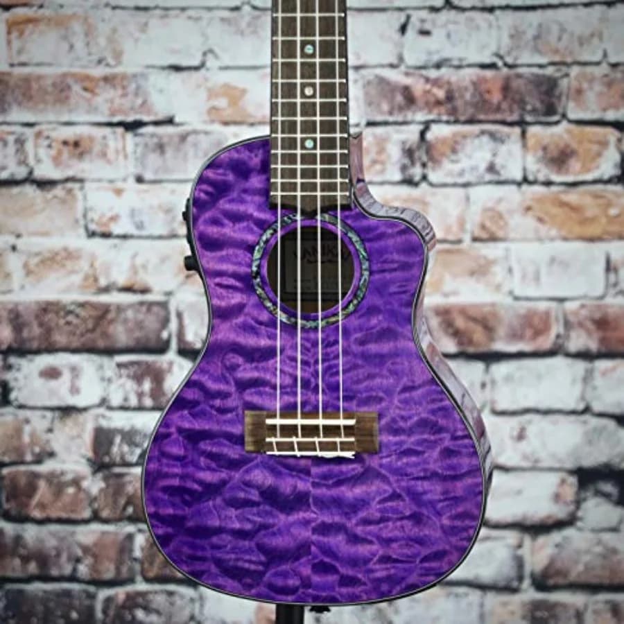 4-String Ukulele for beginners, solid mahogany body, purple stain finish, lightweight and easy-to-play design