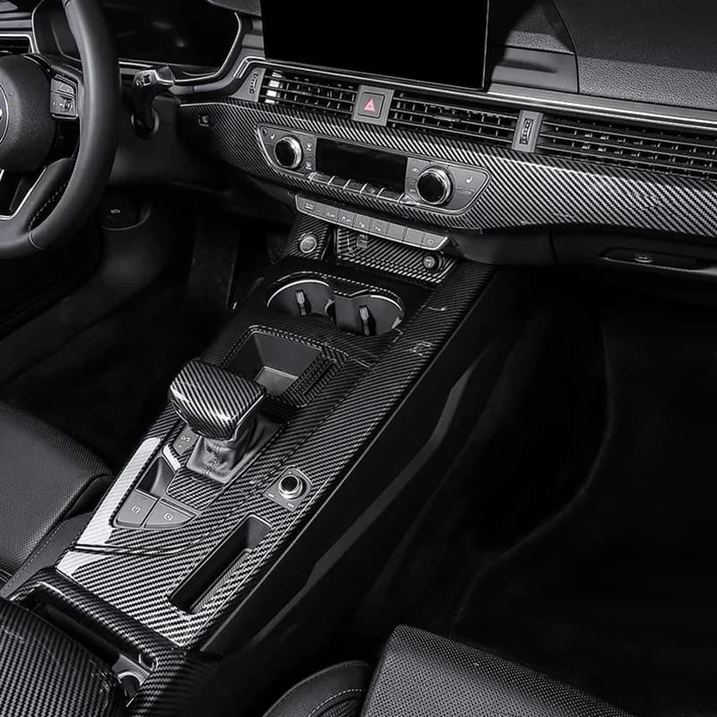 Per LHD Audi A4L B9 Berlina A4 Allroad Avant S4 A5 S5 2017-2024 Sovrapposizioni in fibra di carbonio Rivestimento interno