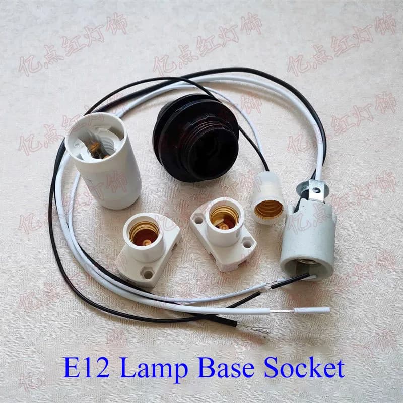 Base per lampada E12 standard americano Portalampada per luce notturna Espositore a doppio anello nascosto Portalampada in ceramica per lampadario a vite piccola a LED