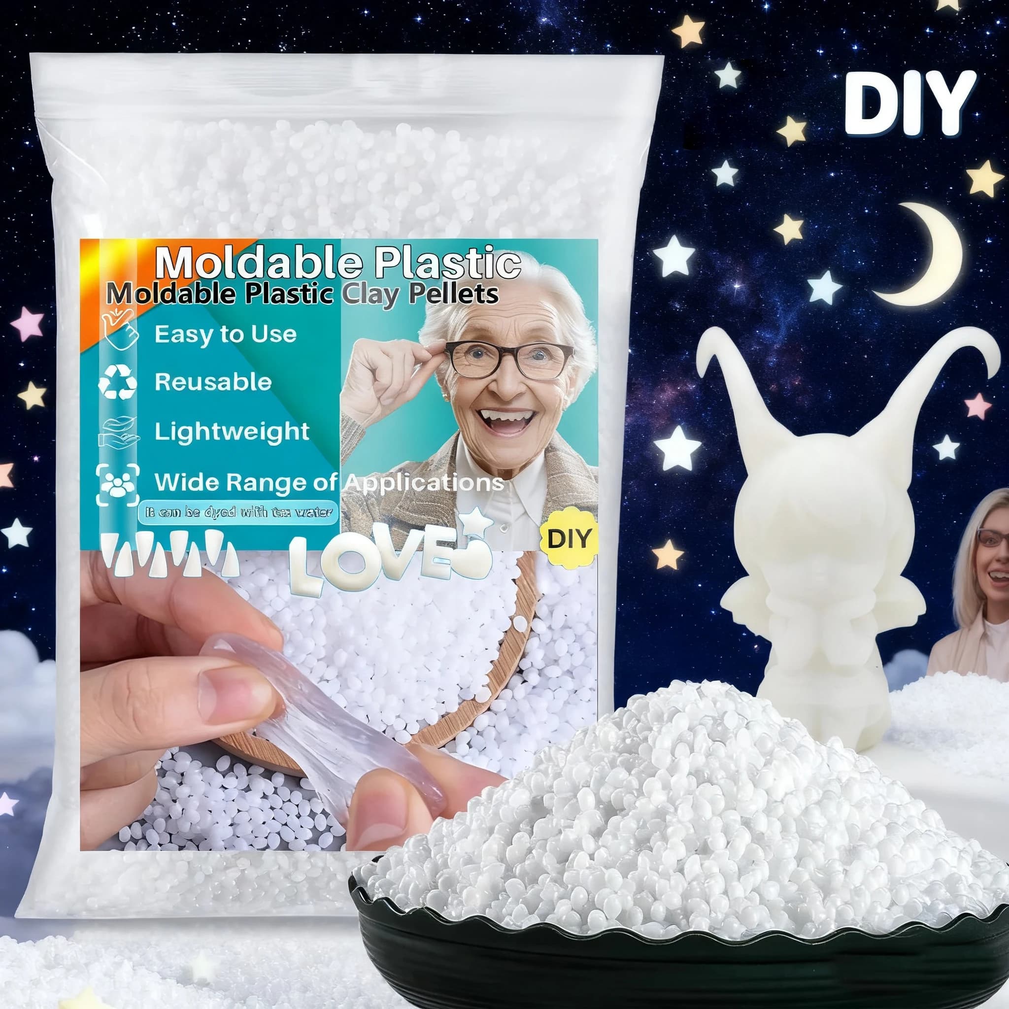 Molded plastic - Temporary tooth decoration easy to stick - Model repair filling plastic - Durable and reusable. High hardness,