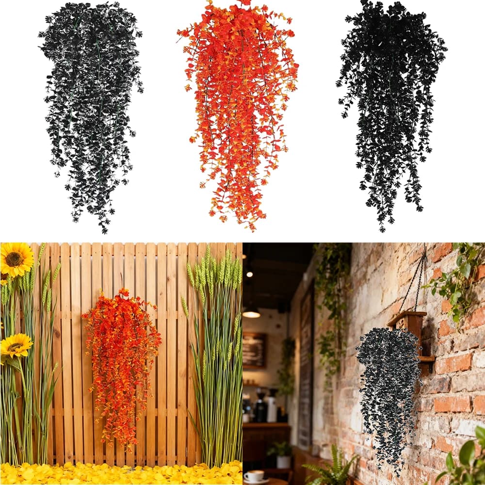 2 Pezzi di Fiori Artificiali Pendenti, Piante Finte di Eucalipto per Decorazioni Interne ed Esterne