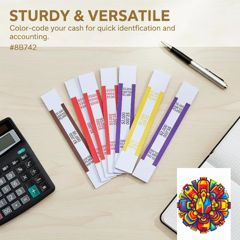 100Pcs Self-Sealing Money Straps Assorted Money Bands Bill Glued Duty-Kraft Floss Cash Currency Binding Tubes Band