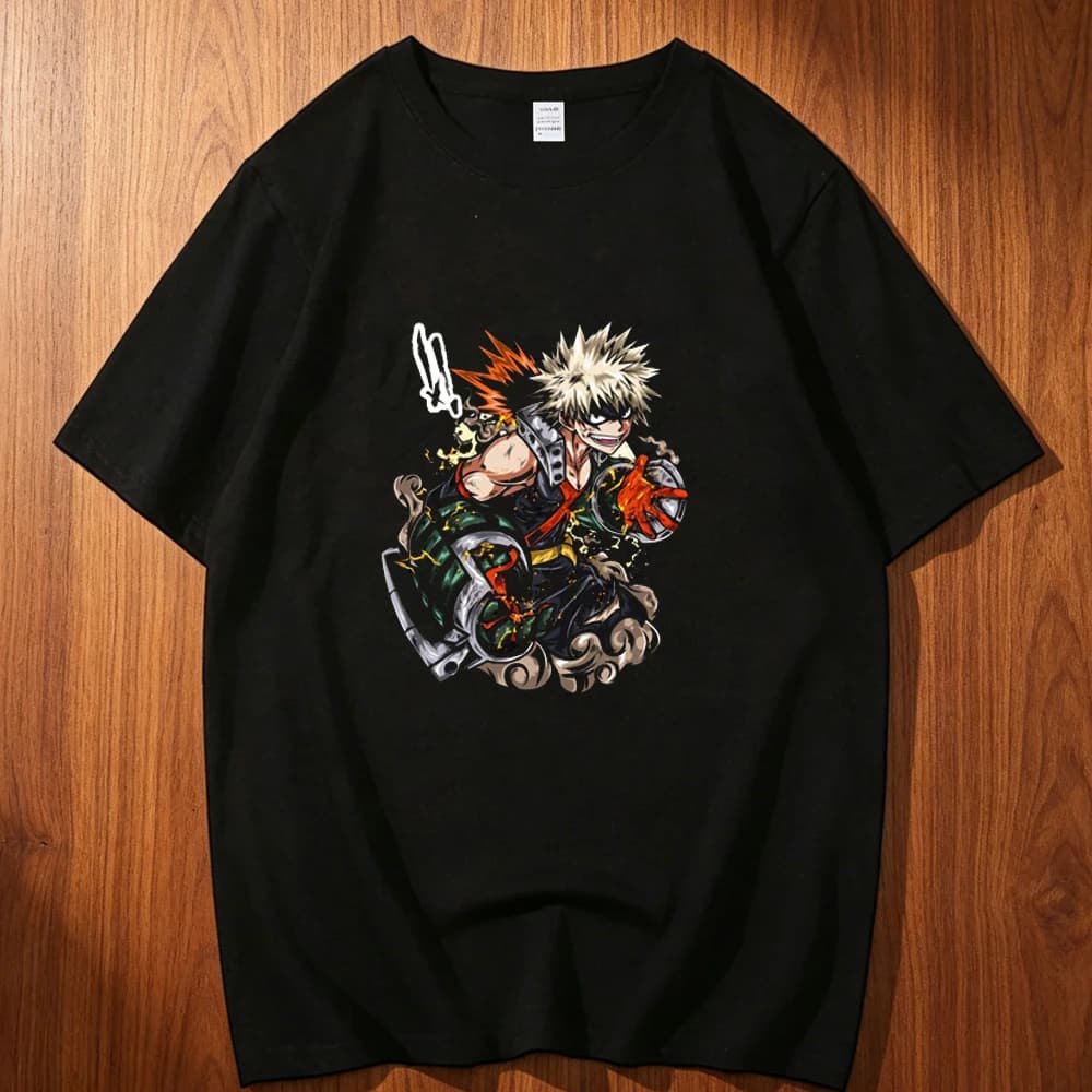 My Hero Academia cotton top tees teen aesthetic Retro Psychedelic Comfortable shirt 2000s Trendy Pastel Pop Culture Gothic