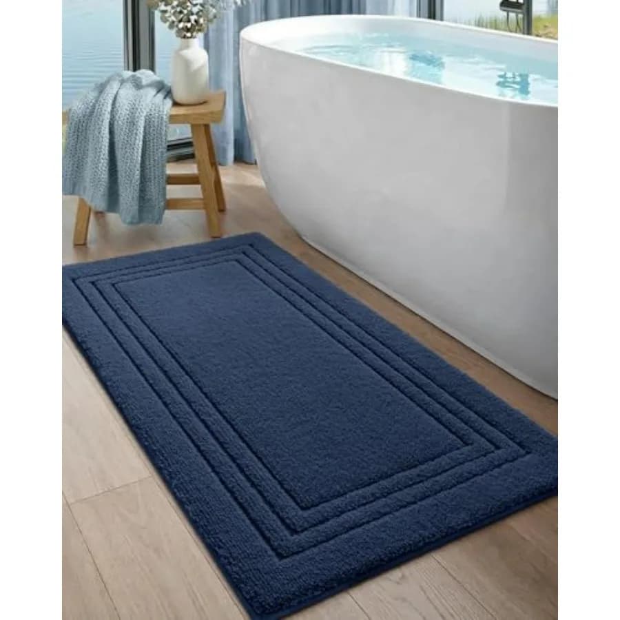 Tappetino da Bagno 43x24, Grande Tappeto Antiscivolo Lavabile e Assorbente, Asciugatura Rapida per Doccia e Lavabo, Blu