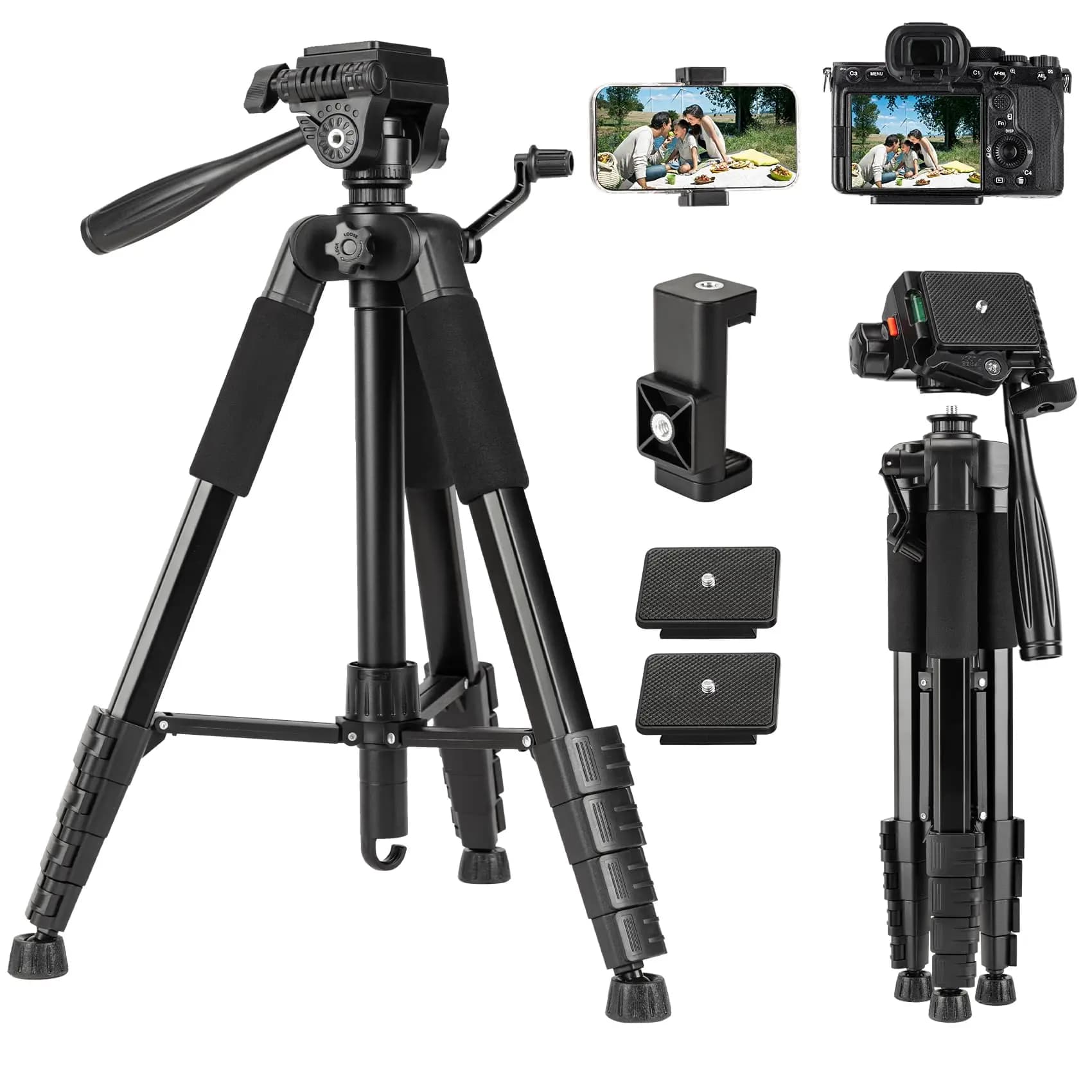 Treppiede per fotocamera Fotopro188CM per Canon Nikon Sony Treppiede da viaggio con supporto per telefono con testa a 3 vie Borsa per il trasporto DIGI-9900