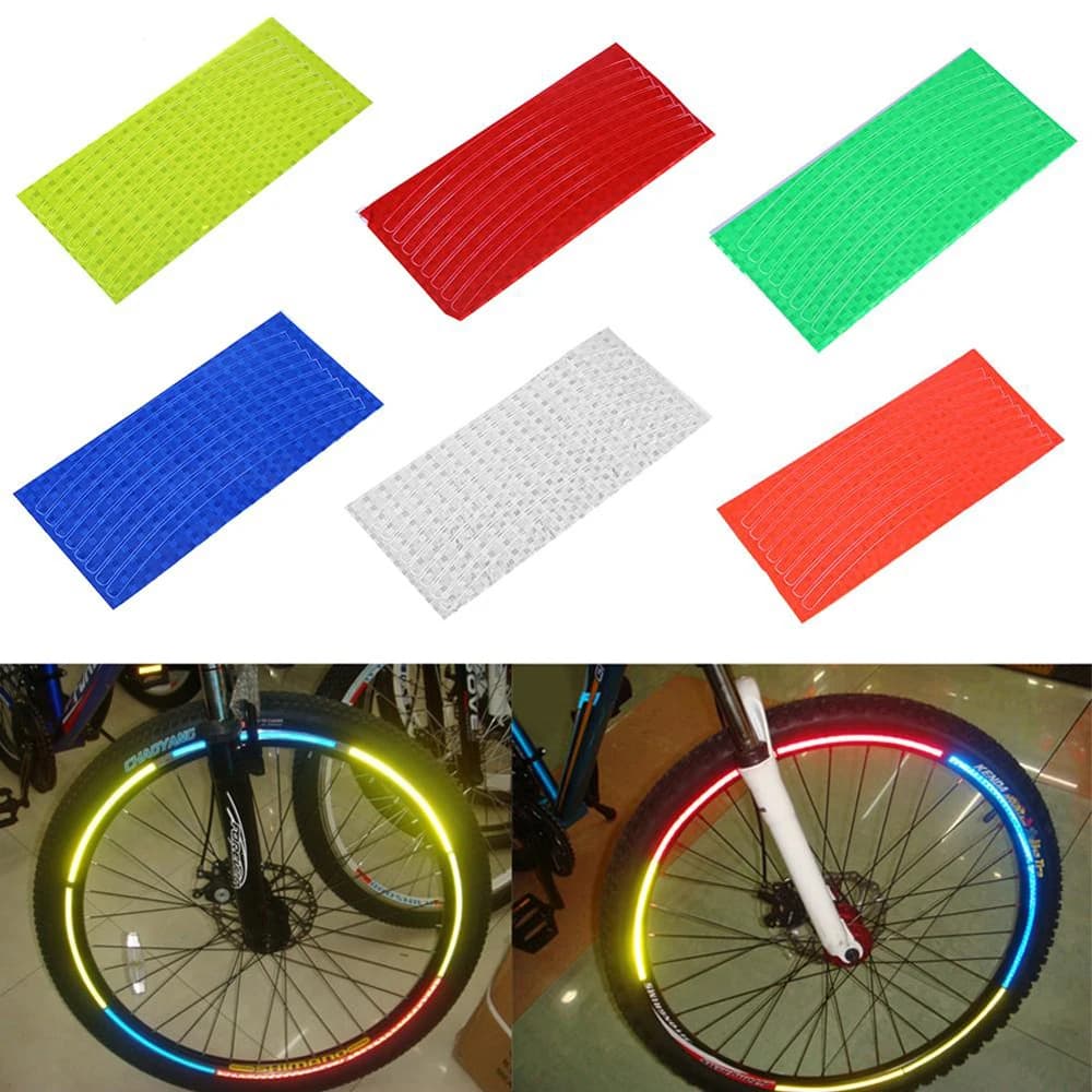 Adesivi Riflettenti per Ruote di Bicicletta, Strisce Fluorescenti per MTB, Nastro Riflettente per Bicicletta