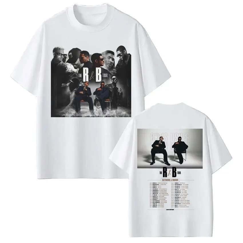 T-Shirt Hip Hop alla Moda per Uomo e Donna, Magliette Casual in Cotone per Fan di Rapper Chris Brown e Usher Raymond, Tour R&B 2026