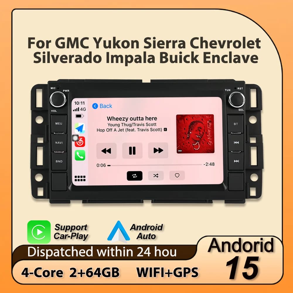 Smart central audio systems Android 15 for car radio for GMC Chevrolet Silverado Sierra Impala Traverse Yukon Acadia Savana Suburban