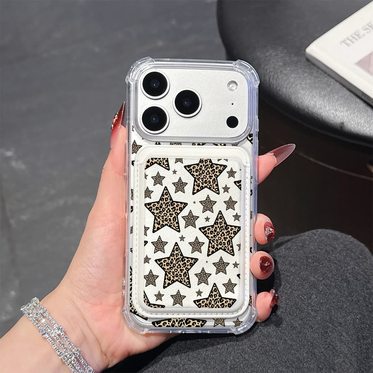 Golden Star Phone Case For iPhone 17 16 15 14 13 Pro Max Plus Wallet Pocket Transparent Soft TPU for Magnetic Phone Case