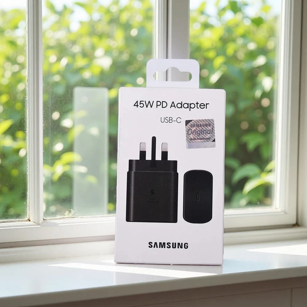 Caricabatterie Samsung 45W PD a Ricarica Super Veloce per Galaxy S26 S25 Ultra S24 S23 Plus FE A56 A55 A36 F55 M56 C55 Fold 7 6 con Adattatore UK