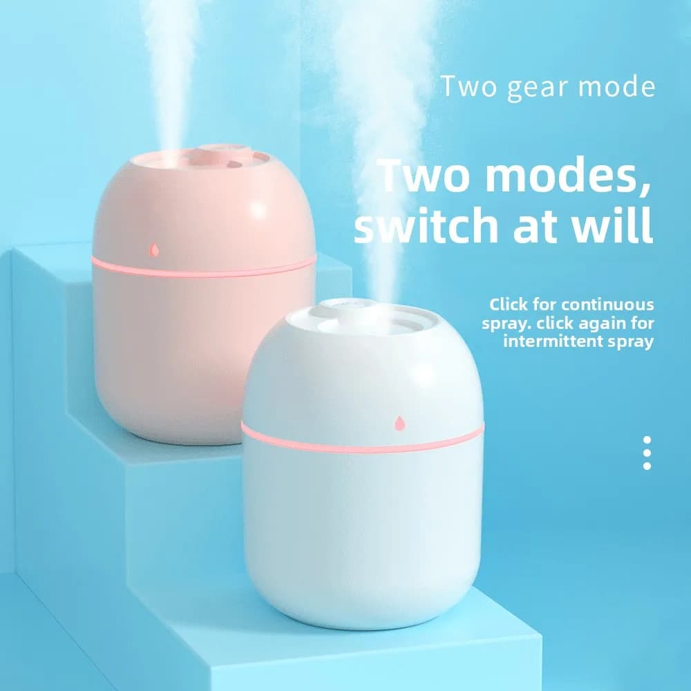 Mini umidificatore portatile USB a ultrasuoni da 220 ml, diffusore di oli essenziali, purificatore d'aria per auto, aromaterapia, generatore di anioni.