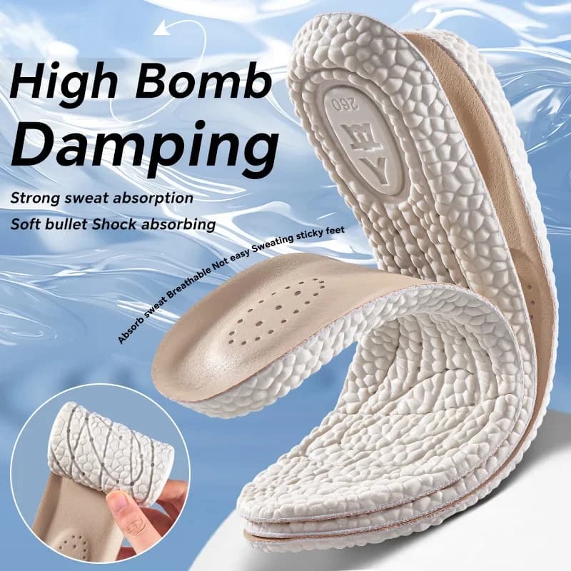Solette Ortopediche in Pelle per Uomo e Donna, con Cuscinetto in Memory Foam e Gel, Supporto per Arco Plantare, Inserti Morbidi per Scarpe Sportive e da Corsa