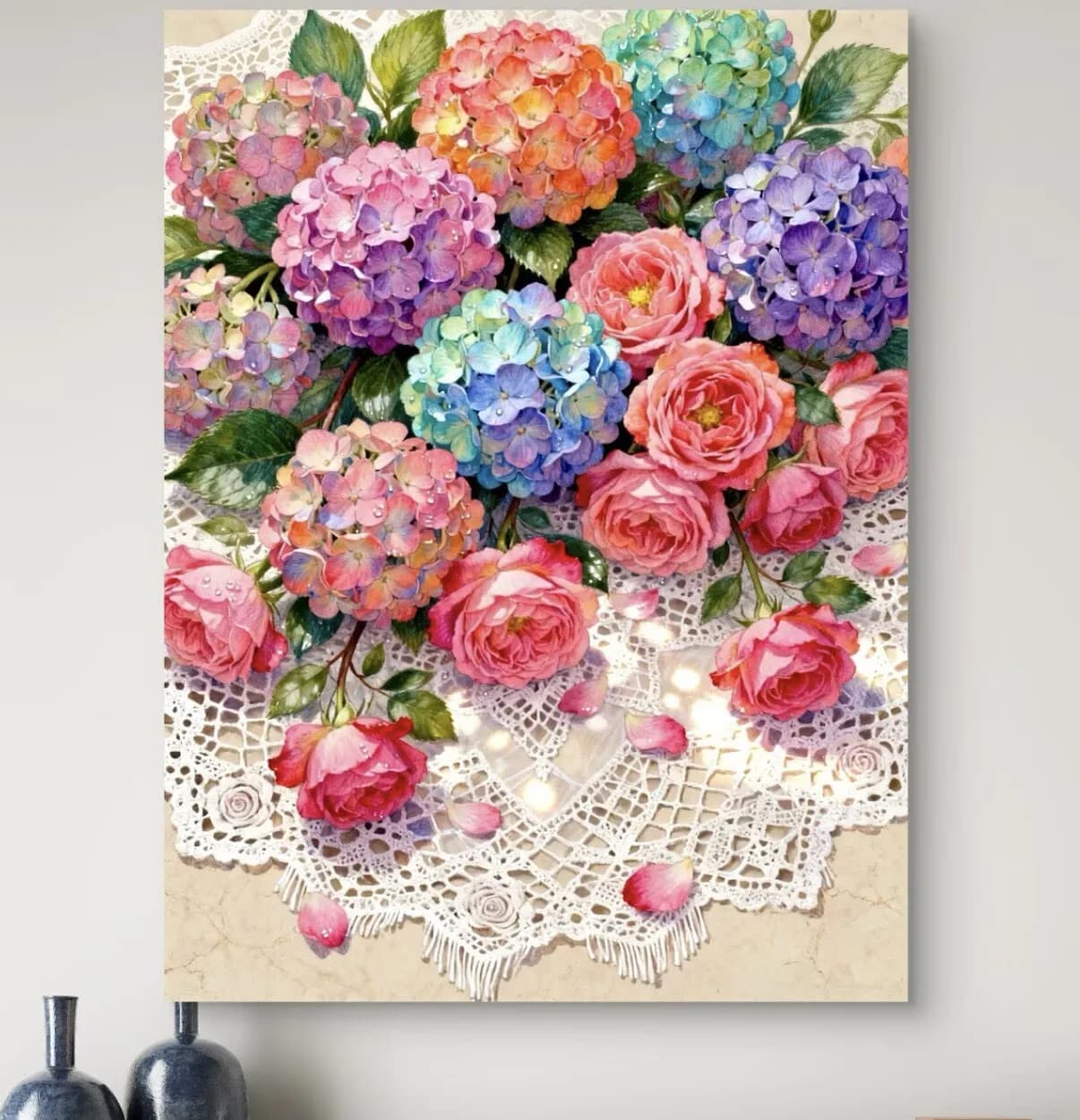 9CT 14ct hydrangea Printed Kit Cross Stitch Embroidery DIY Needlework Home Decor Crafts With Needles Threads