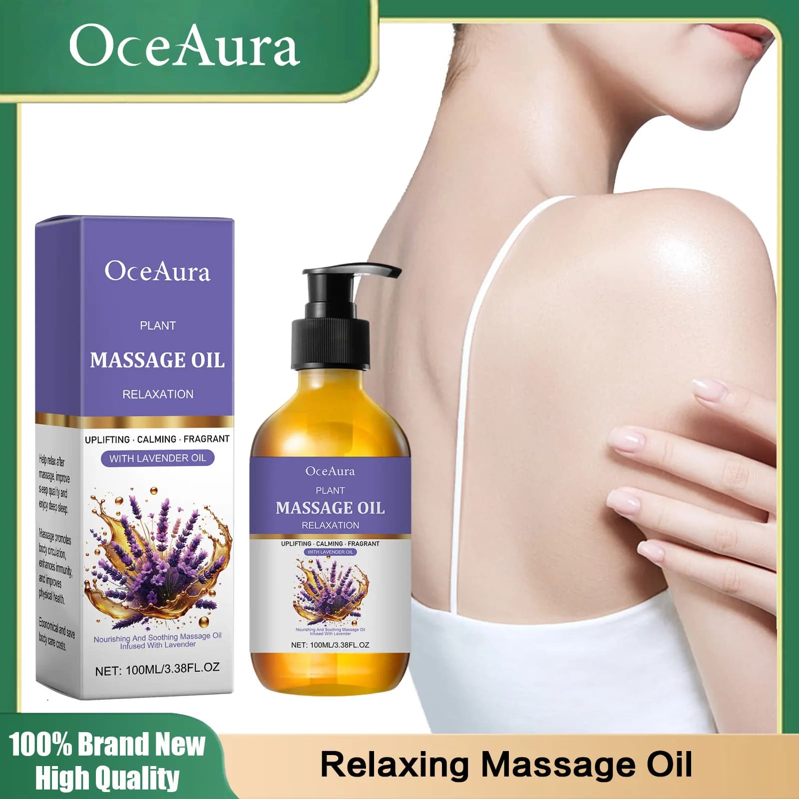 Olio da massaggio rilassante alla lavanda Corpo idratante Illumina la pelle Rassodante Alleviare lo stress Dolore muscolare Aiuta il sonno Olio profumato Gua Sha