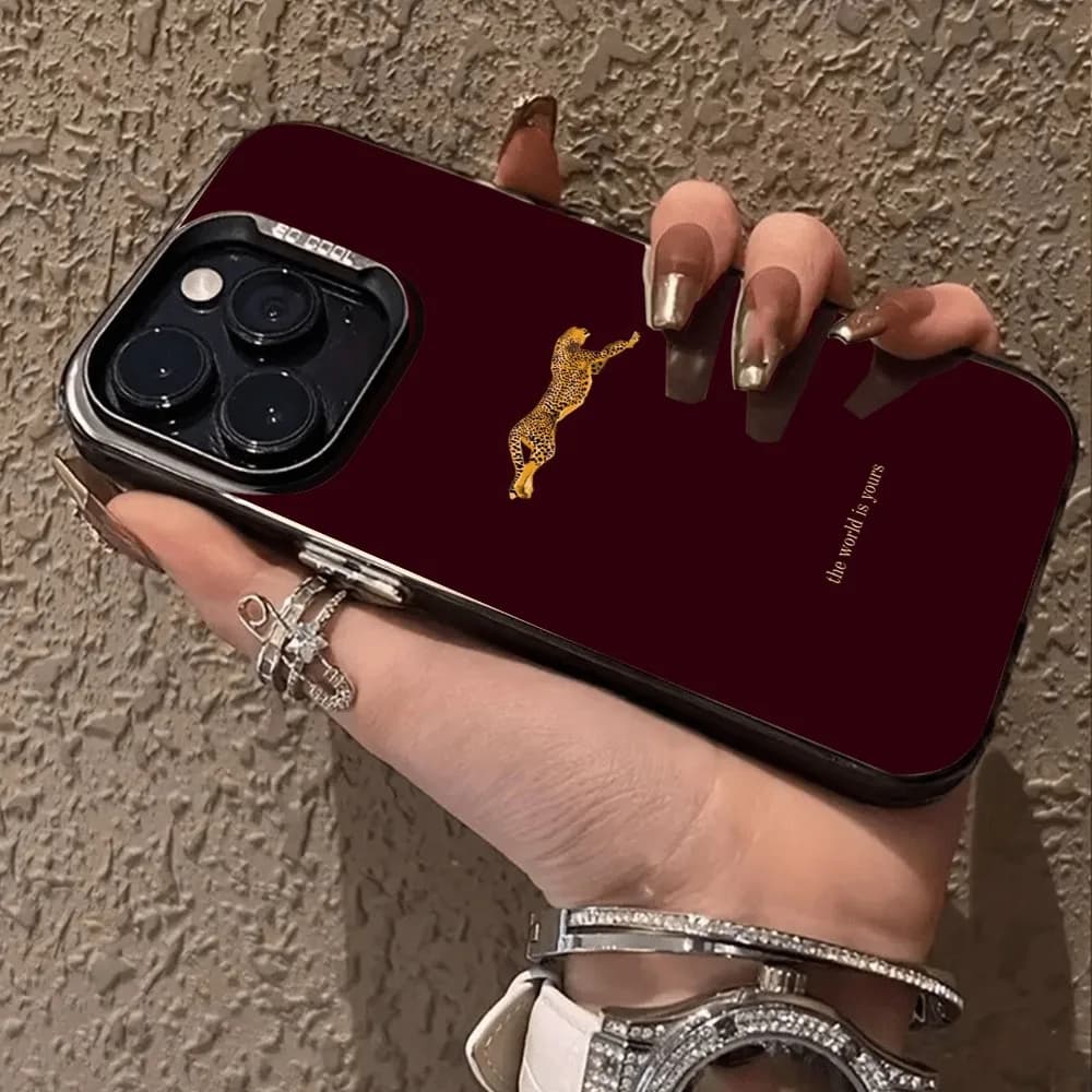 Custodia per telefono con motivo rosso vino con stampa leopardata carina ed elegante per Xiaomi Redmi Note 14 13 12 Pro Plus 5G 11 10 15C 14C 13C Cover