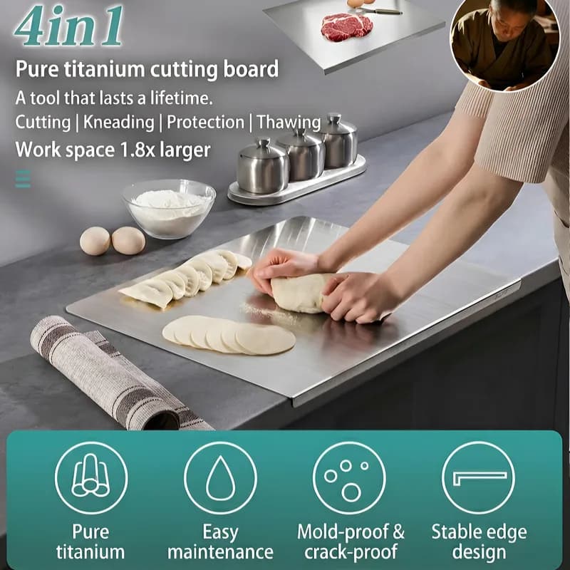 Thickened Titanium Cutting Board Antibacterial Mildew Proof Scratch Resistant Double Sided Food Grade Chopping Board for Kitchen