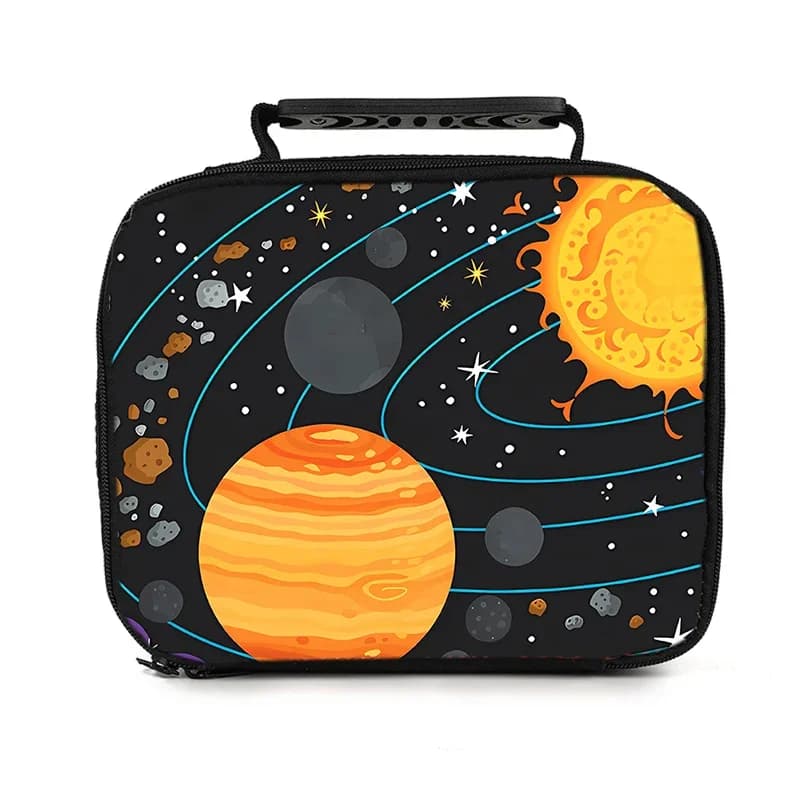 Borsa Termica per il Pranzo a Tema Pianeti per Bambini e Bambine, Regalo Ideale, Borsa Pranzo 2D con Cartoni Animati, Borsa Termica per Picnic