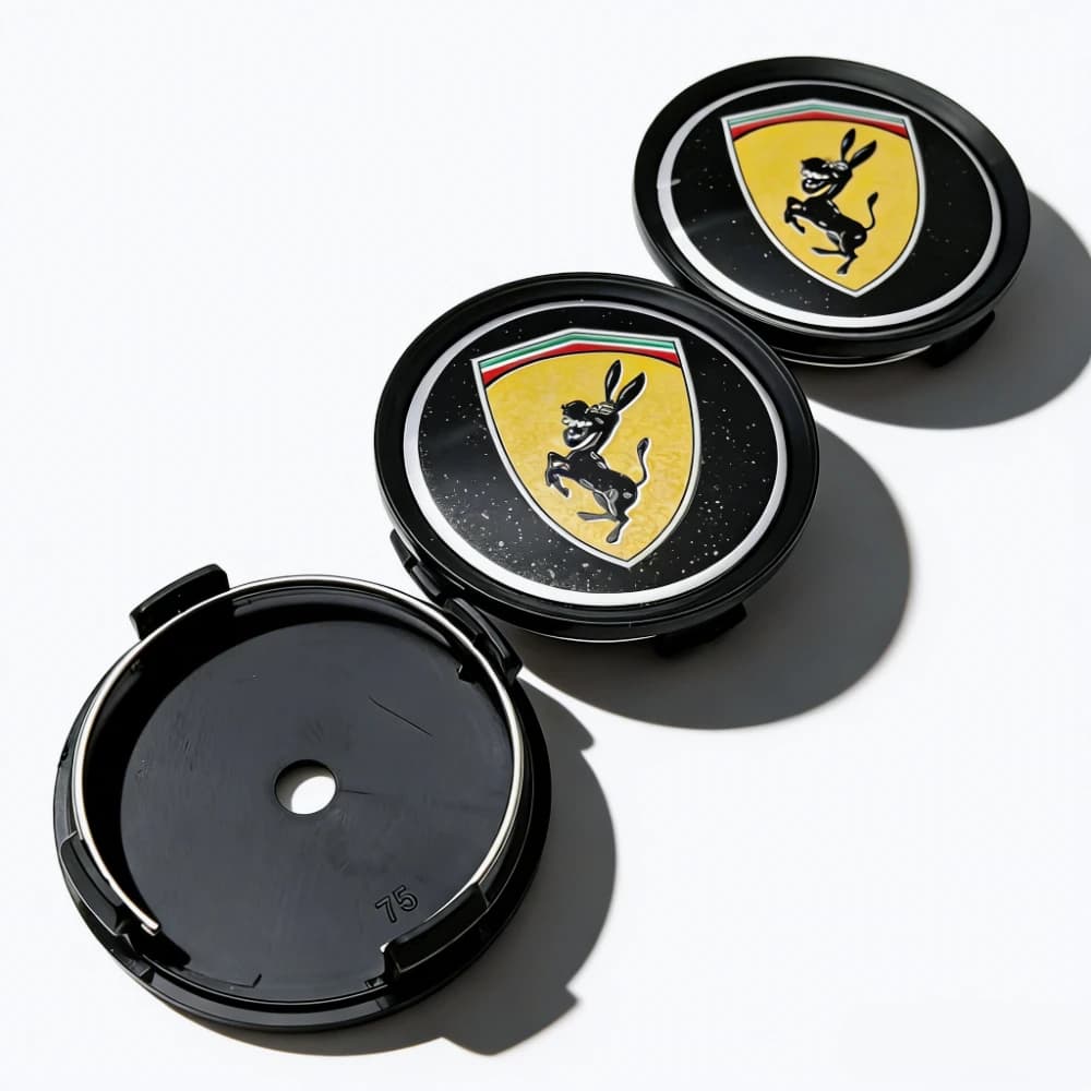 4 Pezzi Coprimozzo per Auto con Logo Asino, Diametro Esterno 75MM 70MM, Copertura Antipolvere per Cerchioni, Accessori Auto Sostitutivi