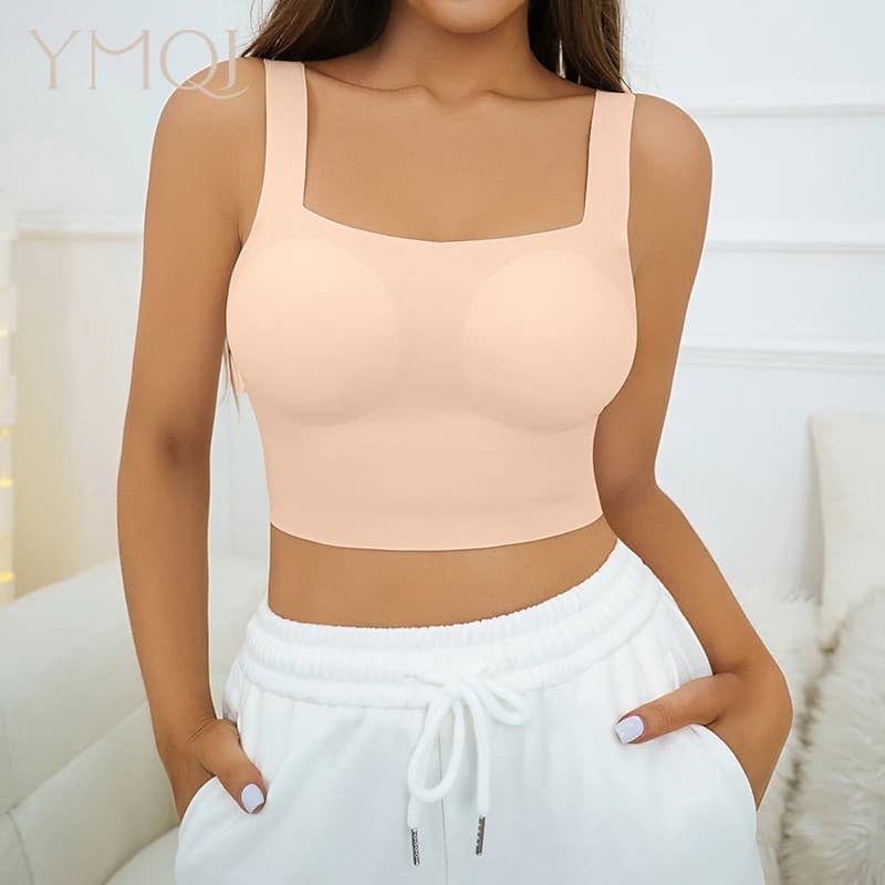 Vendita calda reggiseno Basic Crop Top Fashion reggiseno Push Up Wireless nudo copertura completa Soutien Gorge reggiseno senza cuciture in seta di ghiaccio per le donne