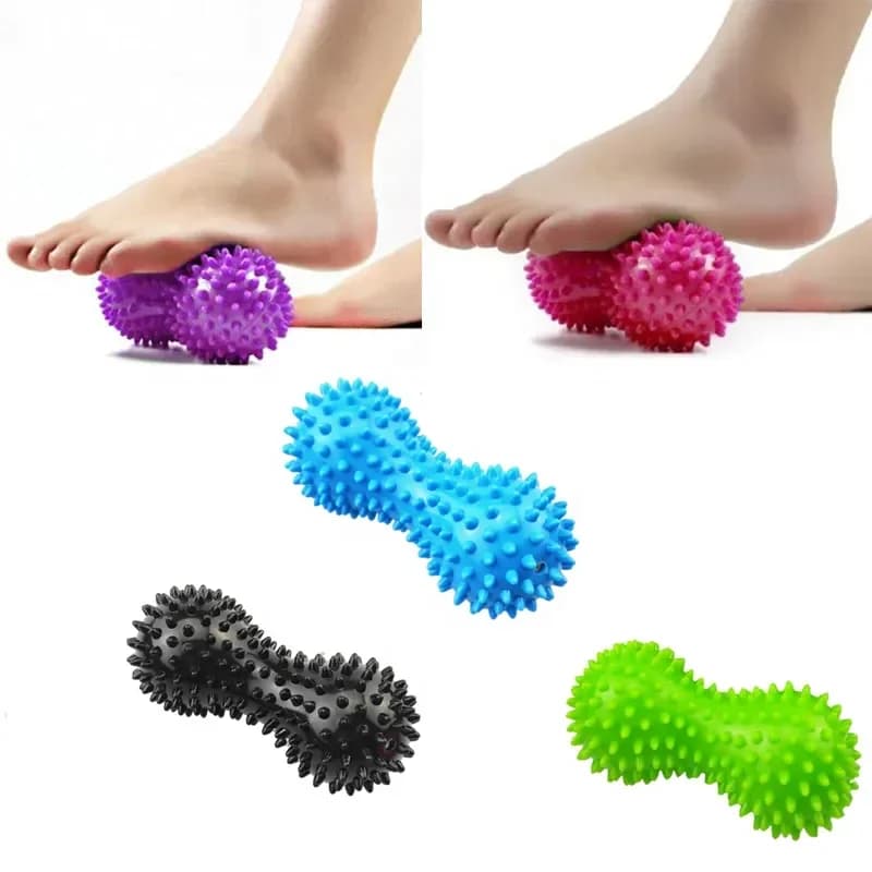 Palla Massaggiante a Forma di Arachide in PVC Colorato con Punte, per Alleviare Dolori Muscolari e Stress, Massaggiatore per Piedi e Muscoli, per Rilassamento