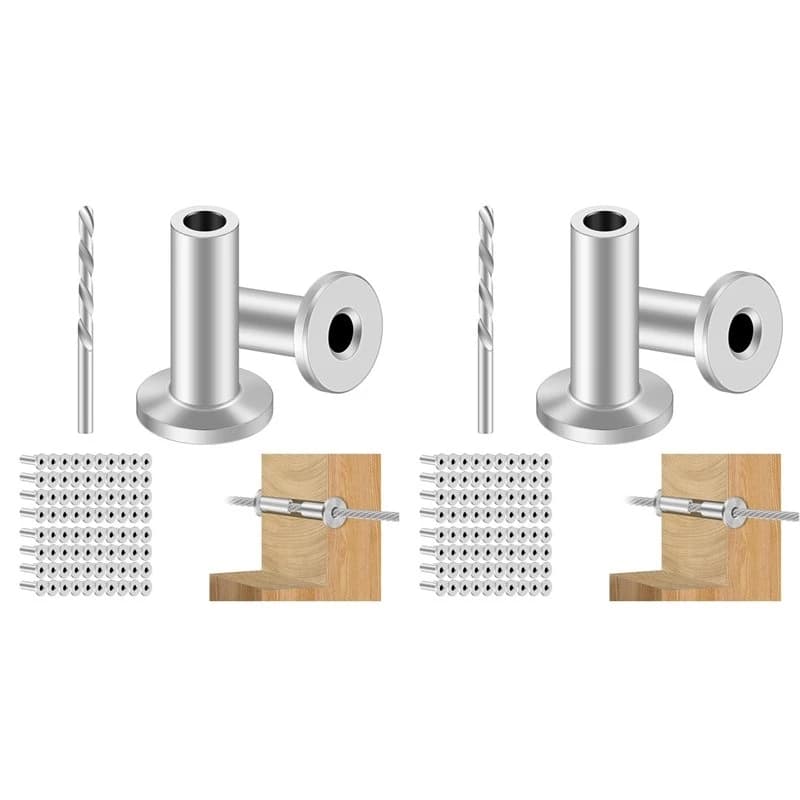 160PCS Stainless Steel Protector Sleeves For 1/8In Wire Rope Cable Railing,T316 Marine Grade Protective For Wood Posts A-A27I