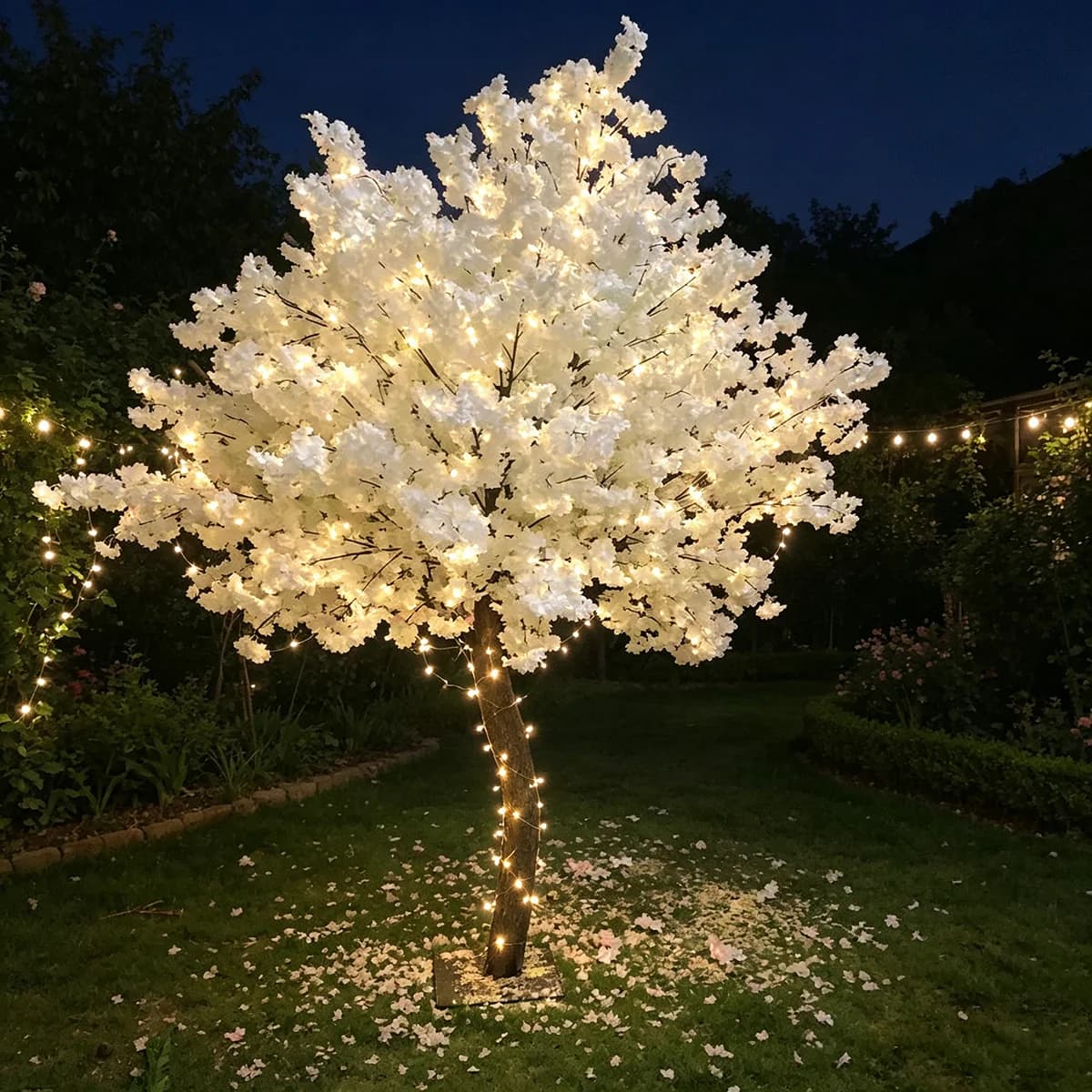 Albero di ciliegio artificiale bianco per decorazioni domestiche, ornamento vegetale, albero artificiale per soggiorno, matrimoni e feste