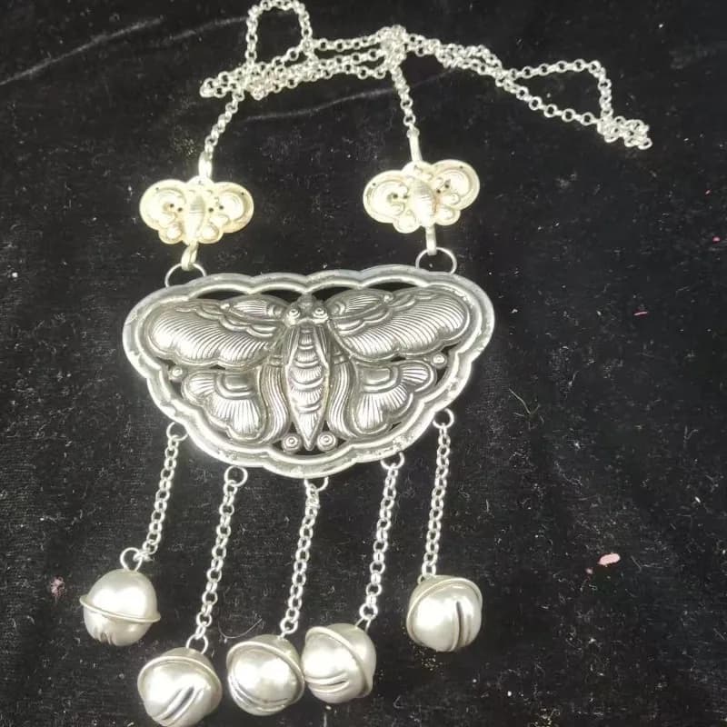Ethnic style Tibetan silver long tassel pendant decoration, fashionable and versatile bell pendant accessories, exquisite gift