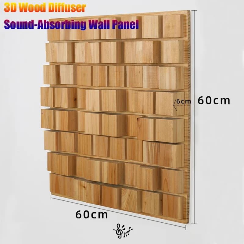 Pannello diffusore sonoro a 64 fasi Pannelli acustici in legno massello di pino naturale 60x60x6 cm per il miglioramento musicale dal vivo in camera da Singapore Cl