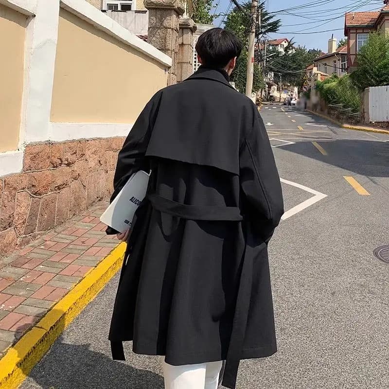 Cappotto in Pelle Naturale da Uomo, Stile Balmacaan con Pelliccia, Elegante Cappotto Invernale con Cintura, Moda di Lusso di Alta Gamma