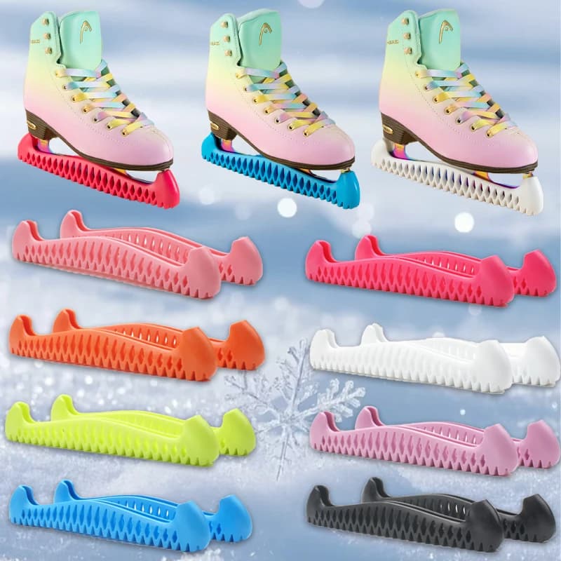 1 paio di coperture per lame per pattini da hockey su ghiaccio, materiale TPU regolabile, protezioni per lame per pattini da ghiaccio, protezione per lama per coltello da ghiaccio, protezione per pattini