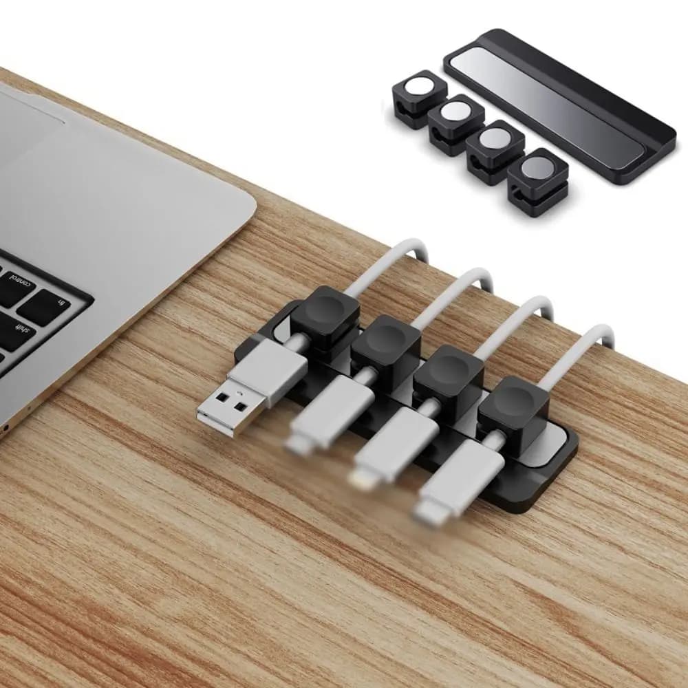 Clip Magnetiche Multiuso per Cavi, Supporto Regolabile per Cavi, Portacavi Autoadesivo per Gestione Cavi