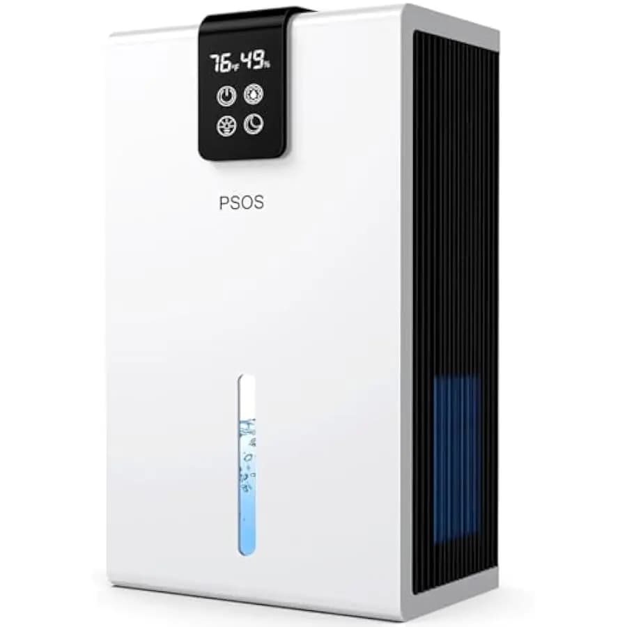 PSOS Dehumidifier, Dehumidifiers for Home, 98 OZ Water Tank, (1000 sq.ft) Quiet Dehumidifier for Basement Bathroom Bedroom with