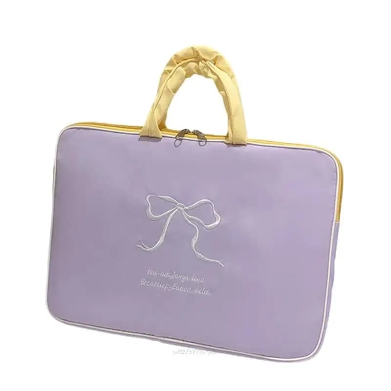 X5XA Custodia per laptop Borsa per computer con manico Custodia per laptop Bowknot Borsa per trasporto sottile per computer per