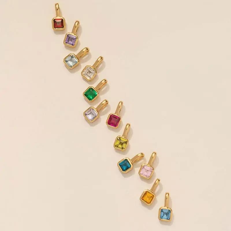 Titanium Steel DIY Birthstone Necklace Colorful Zircon Pendant Jewelry For Woman Birthday Gift