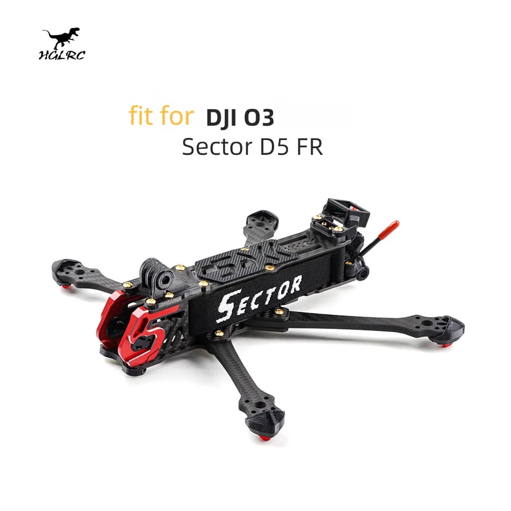 HGLRC Sector D5 225mm Braccio in Fibra di Carbonio da 5mm per Droni FPV Freestyle Analogici e Digitali da 5 Pollici