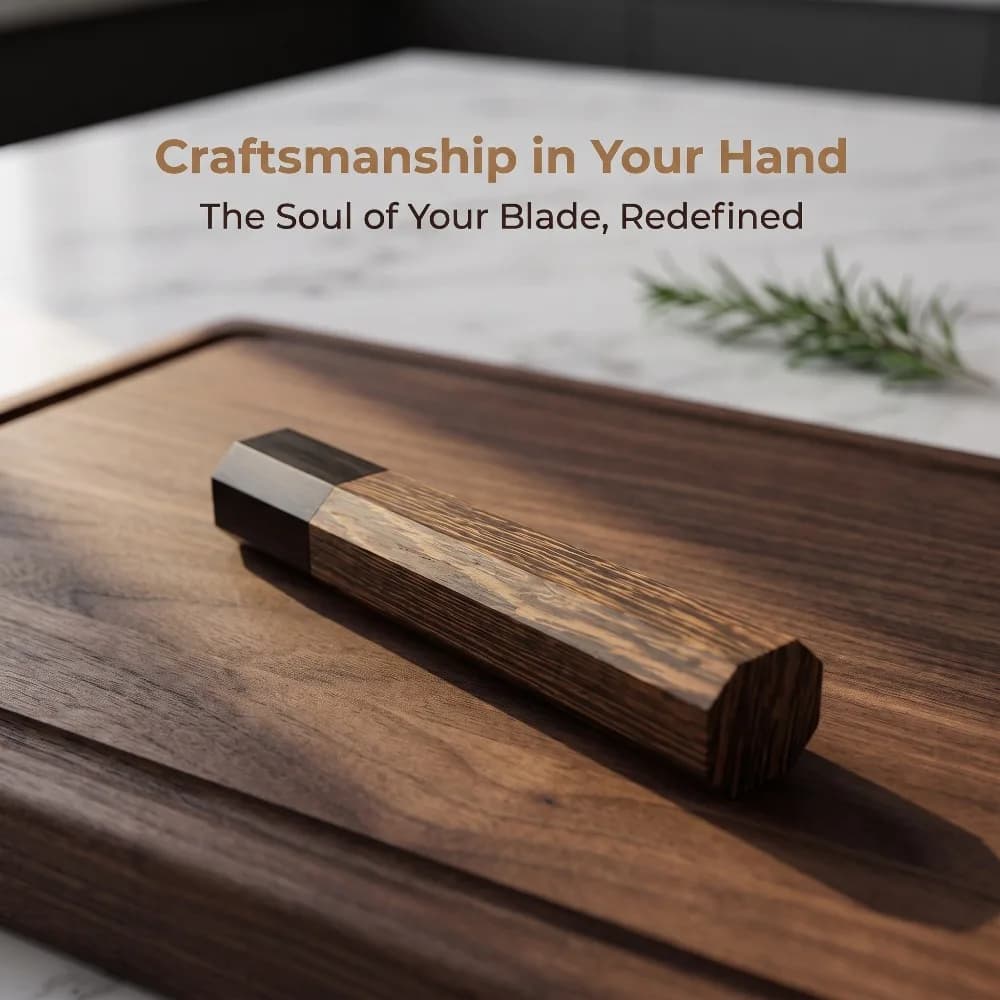 Japanese Style Octagon Wood Handle Wenge Ebony Composite Wooden Grip for Chef Knife Modification Parts