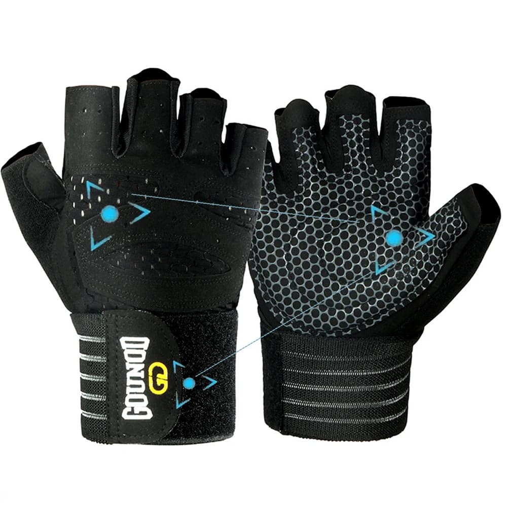 1 pair of training gloves for men and women, anti slip gloves for weight lifting with padding and wrist strap, gym gloves for training, sport