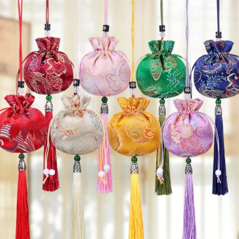 50 Sacchetti in Seta Cinese con Cordoncino, Borsa Regalo in Cotone, Confezione per Gioielli, Tasca Portaoggetti Riutilizzabile, Decorazione