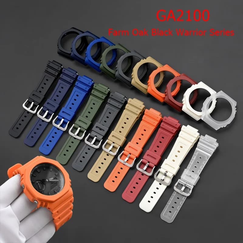 Cinturino in resina per Casio Farm Oak GA-2100 GA-2110, cinturino di ricambio con custodia protettiva per orologio G-Shock GA2100