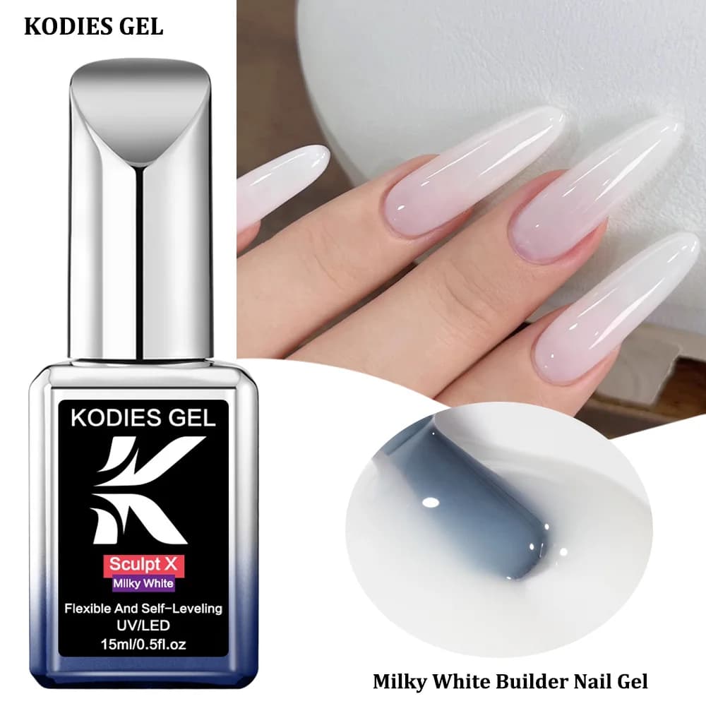 KODIES GEL Builder Gel per unghie in una bottiglia Bianco latte Sculpt UV Smalto per unghie Estensione Manicure Gelatina Colore Costruzione Gellak Art