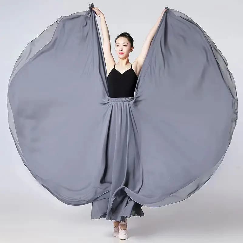 Gonna in Chiffon a 720 gradi donna gonne lunghe a 2 strati abiti eleganti da prestazione gonna in garza vestiti da pratica per balletto altalena grande