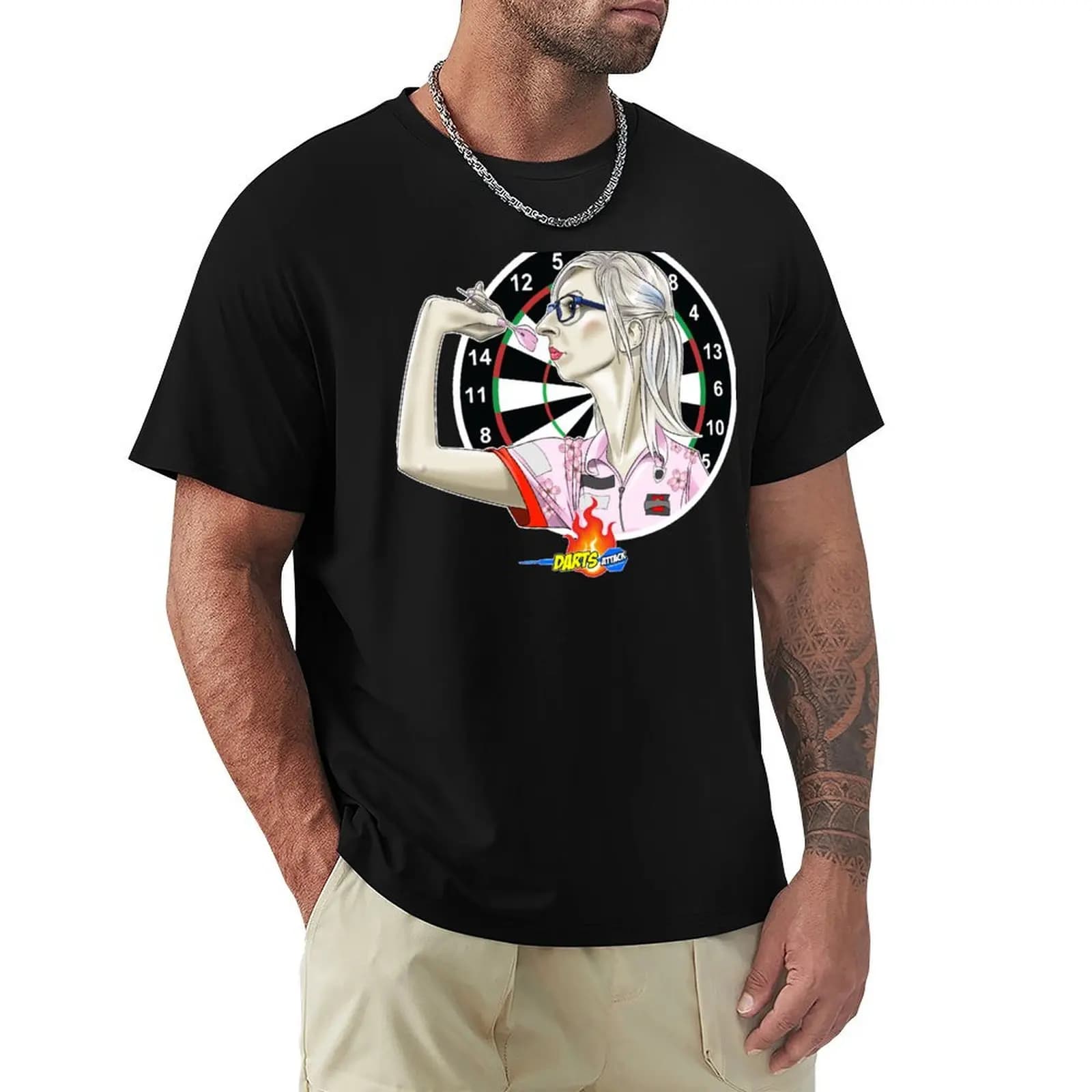 Caricatura Fallon Sherrock by Darts Attack T-Shirt Plus Size Loose Short Sleeve Top