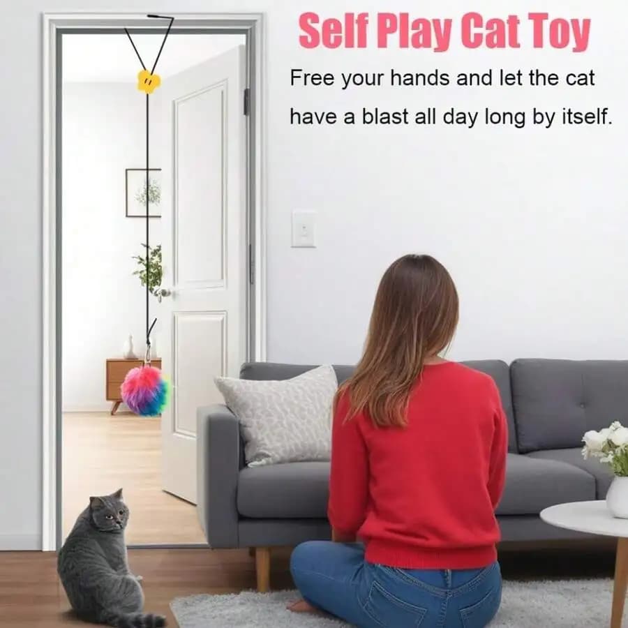Self Play Cat Toy Hanging Door Toy For Indoor Cats Independent Exercise Toy