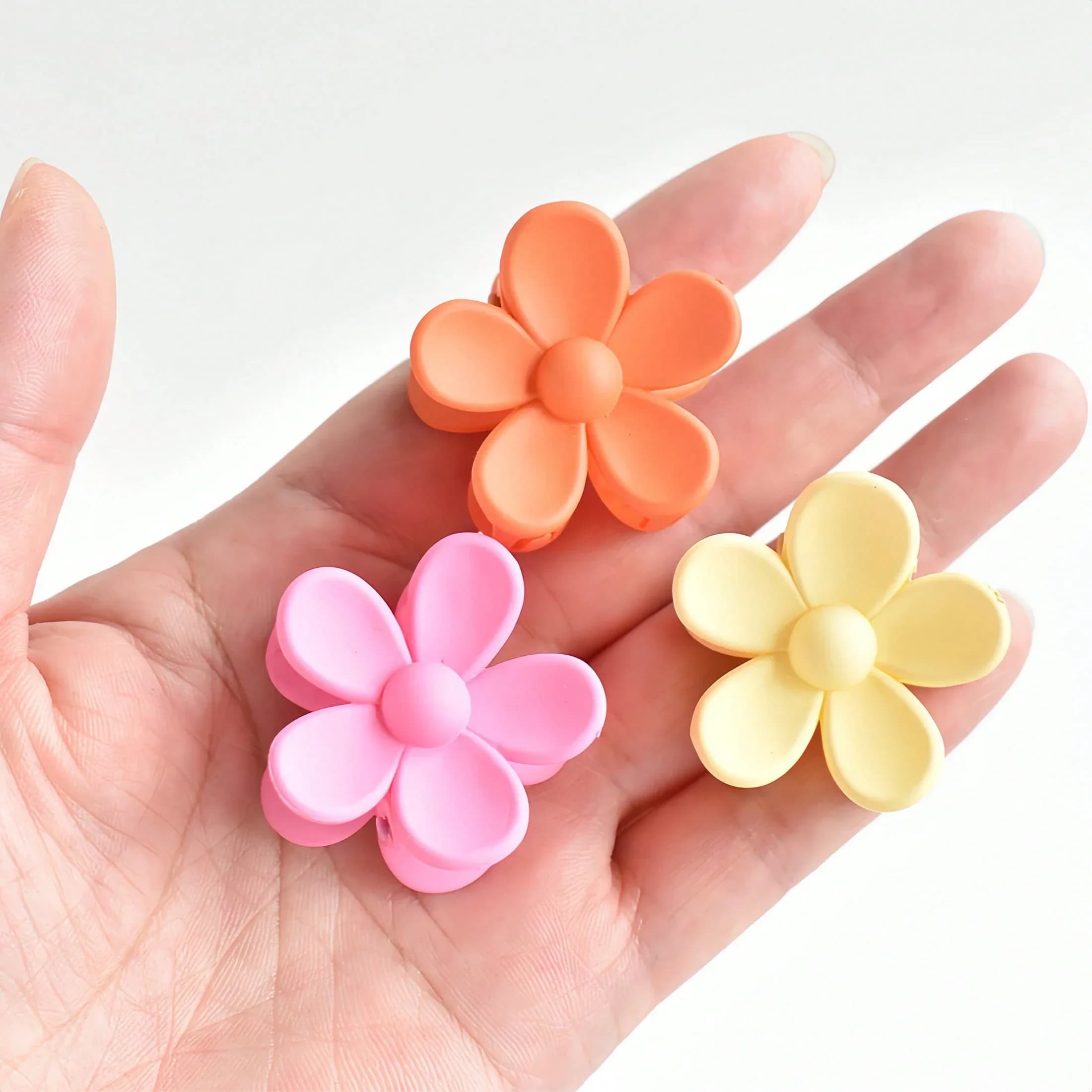 10 fermagli per capelli piccoli floreali opachi, colori pastello, accessori per capelli per uso quotidiano