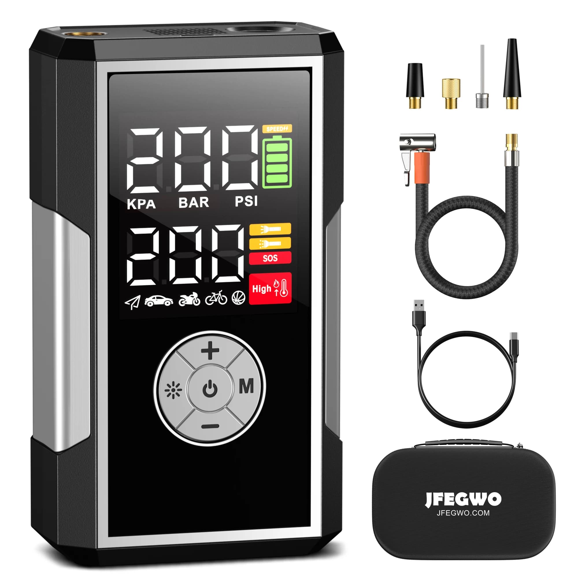 Pompa del compressore d'aria per auto elettrica portatile 12V da 10000 mAh Nuovo produttore di pompe d'aria per auto per la monitoraggio della pressione dei pneumatici Auto Biciclette