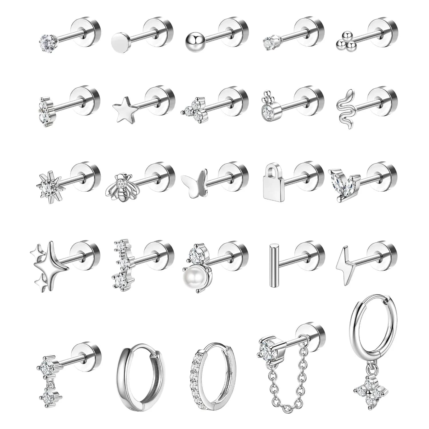 Bobisty 1pc Sense Earrings Stainless Steel Surgical Earrings For Women Delicate Earrings Rear Plate Stud Hoop Cartilages