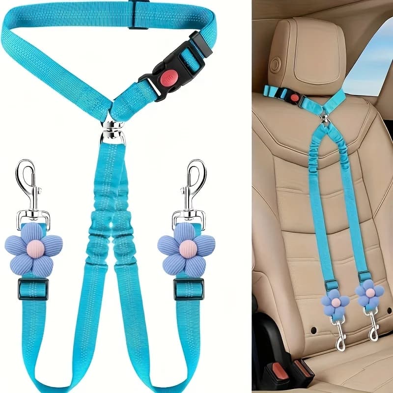 Applicable2A dog - Heavy Duty Adjustable Elastic Pet Car Anti-Tangle Leash and Splitter Connector，Dog Safety Harness