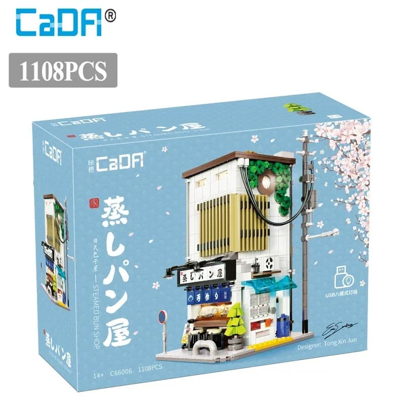 SCATOLA Cada City LED giapponese al vapore Bun House Architettura Building Blocks Amici Negozio Figure Giocattoli dei mattoni per i regali dei bambini