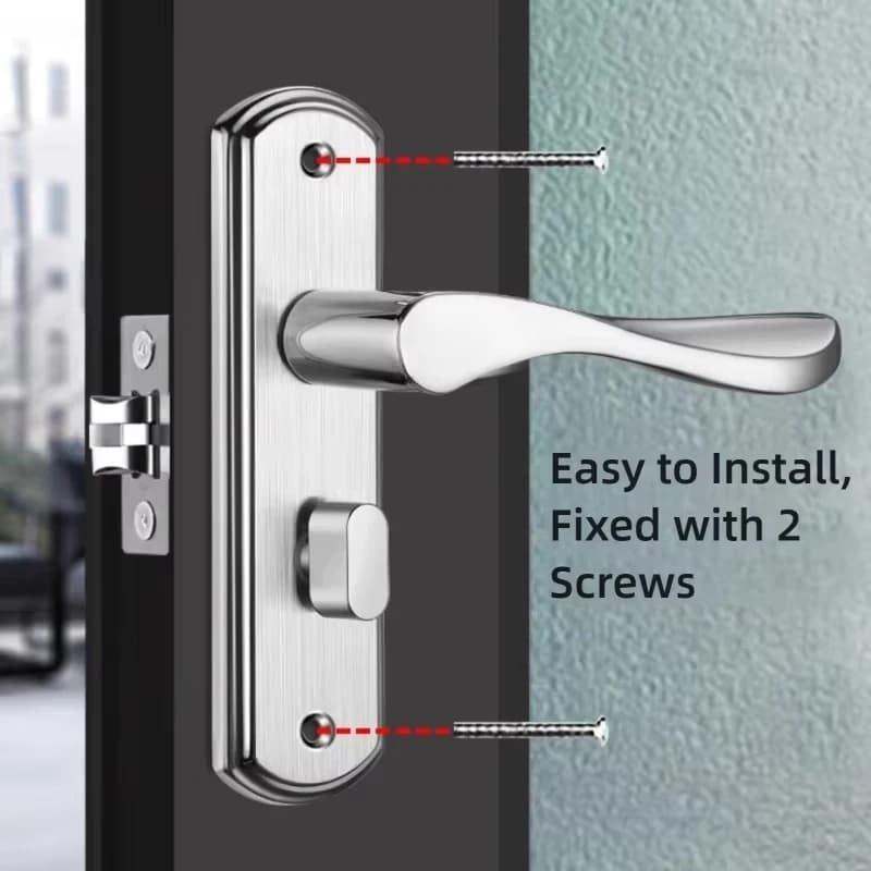 Serratura per Porta del Bagno Senza Chiave in Acciaio Inox - Maniglia per Camera da Letto per Privacy Interna e Sicurezza Antifurto