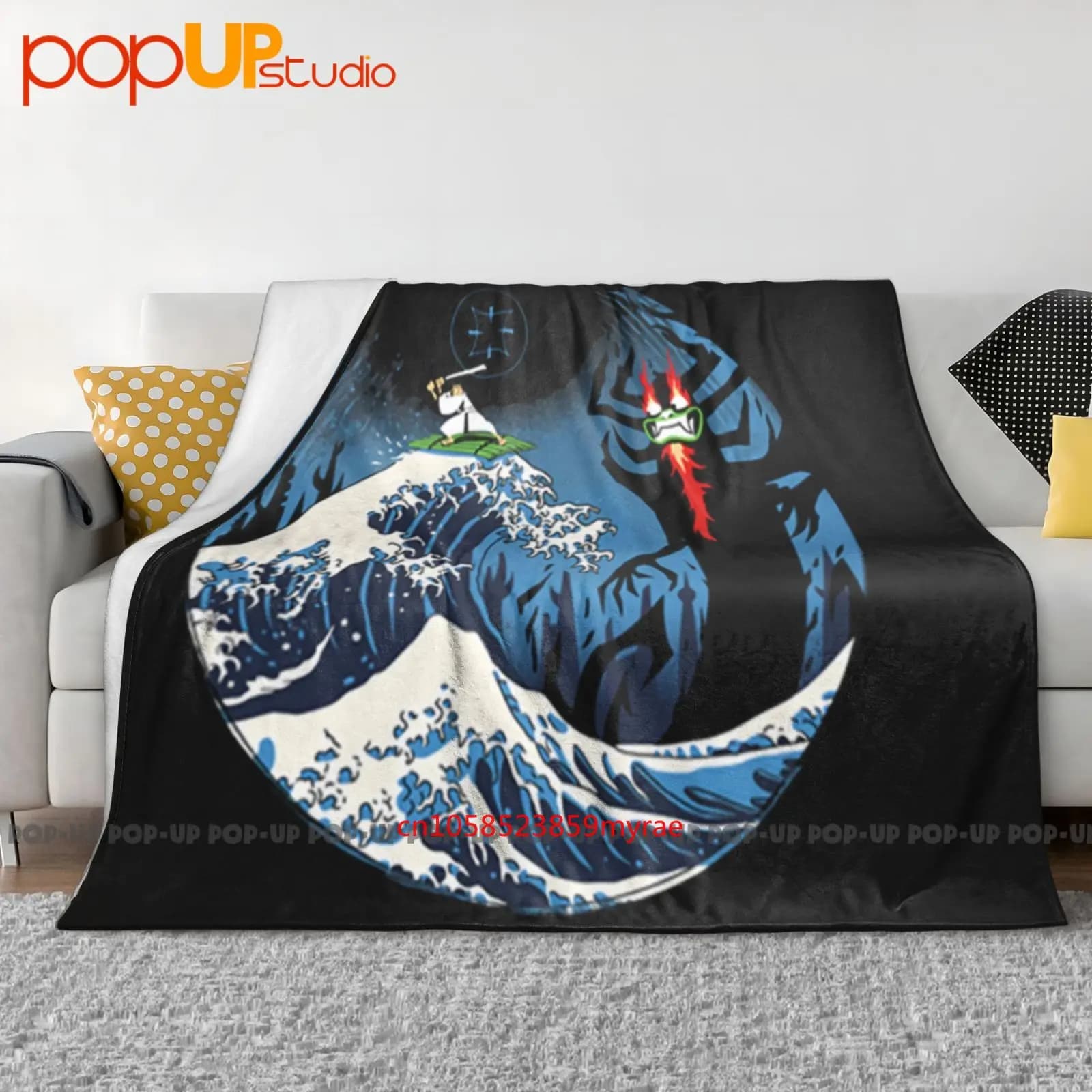Samurai Jack Surf sulla grande ondata per attaccare il malvagio essere demone Aku Coperta ultra morbida trapunta Copridivano invernale Copriletto